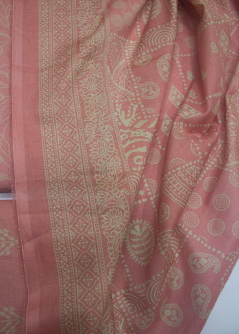 3 Piece Digital Printed Peach Color Unstitched Suit