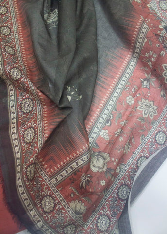 3 Piece Digital Printed Peonny Peach Color Unstitched Suit