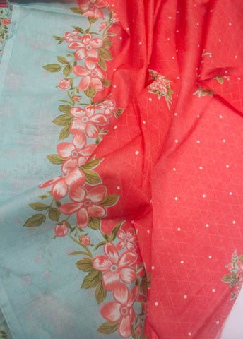 3 Piece Digital Printed Pastel Blue Color Unstitched Suit