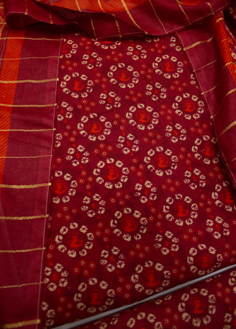 3 Piece Digital Printed Red Color Unstitched Suit