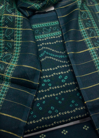 3 Piece Digital Printed Teal Color Unstitched Suit