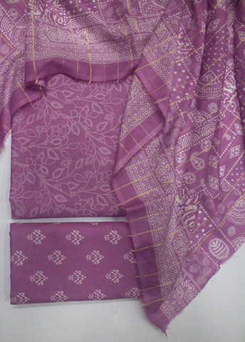 3 Piece Digital Printed Lilac Color Unstitched Suit
