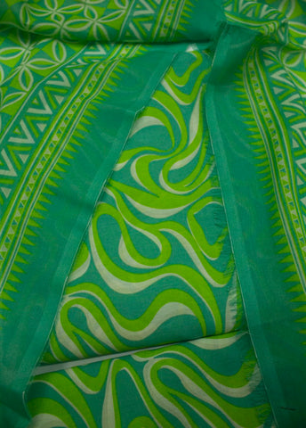3 Piece Digital Printed Green Color Unstitched Suit