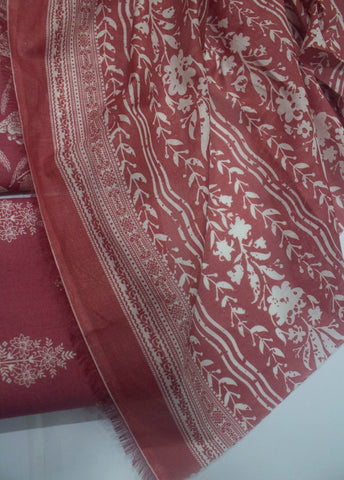 3 Piece Digital Printed Watermelon Red Color Unstitched Suit