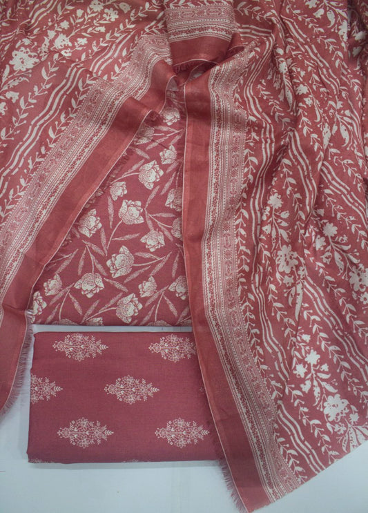 3 Piece Digital Printed Watermelon Red Color Unstitched Suit