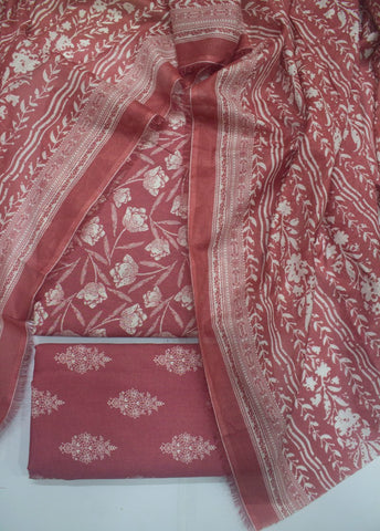 3 Piece Digital Printed Watermelon Red Color Unstitched Suit