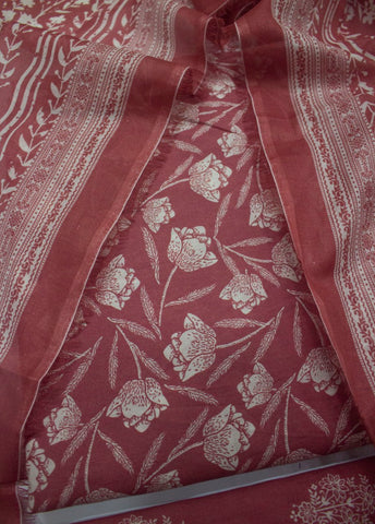 3 Piece Digital Printed Watermelon Red Color Unstitched Suit