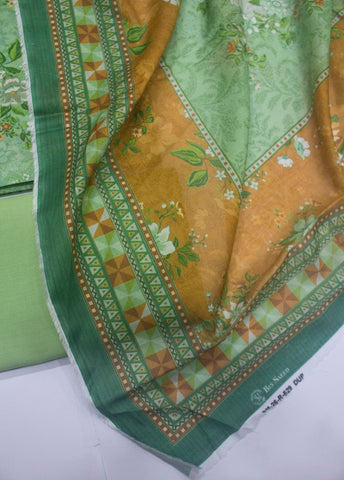 3 Piece Digital Printed Turquoise Color Unstitched Suit