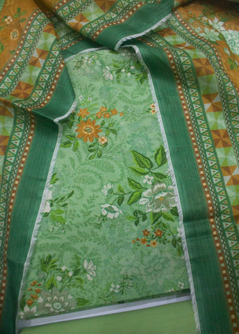 3 Piece Digital Printed Turquoise Color Unstitched Suit