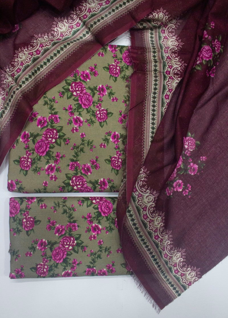 3 Piece Digital Printed MultiColor Unstitched Suit