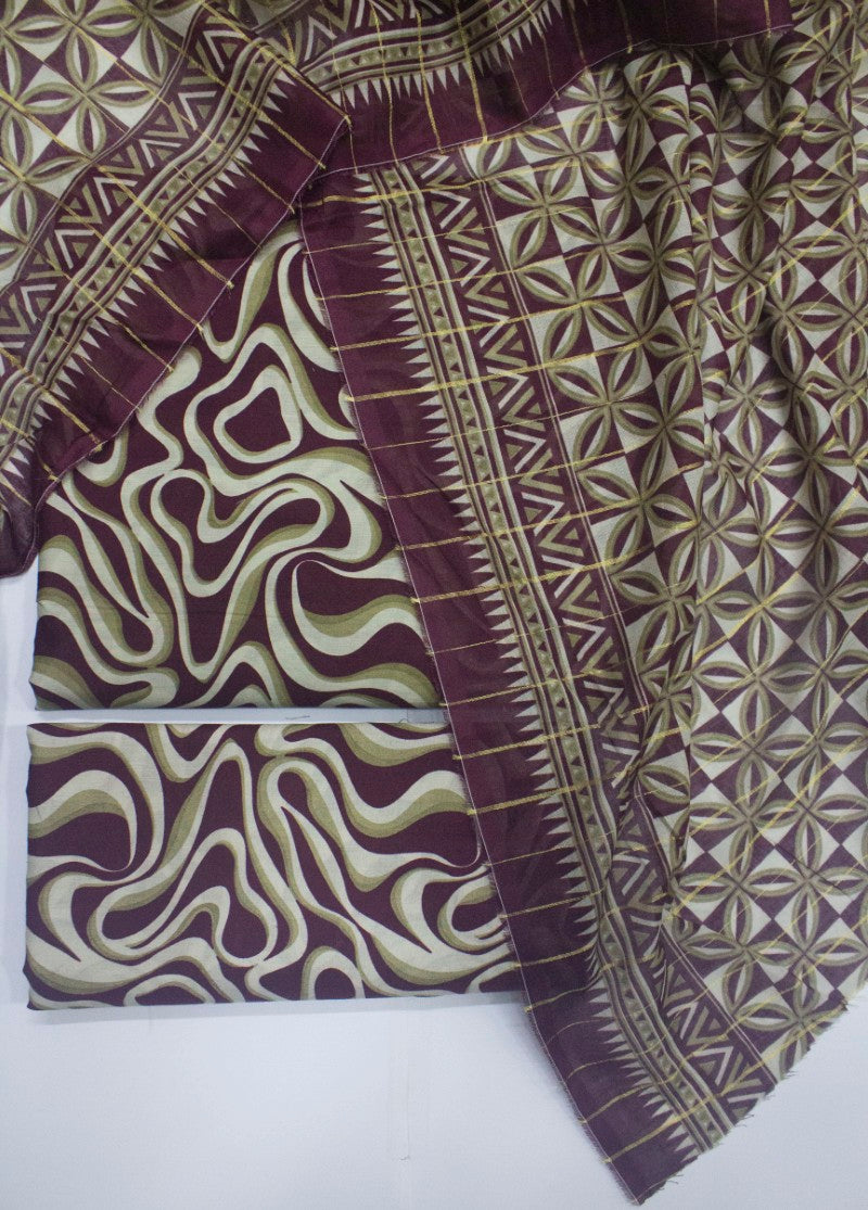 3 Piece Digital Printed MultiColor Unstitched Suit