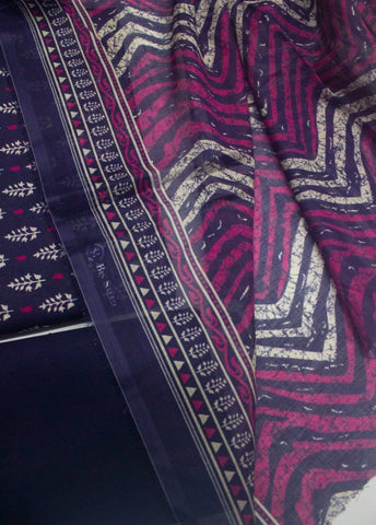 3 Piece Digital Printed Purple Color Unstitched Suit