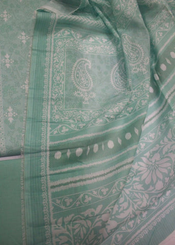 3 Piece Digital Printed Pastel Green Color Unstitched Suit