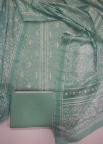 3 Piece Digital Printed Pastel Green Color Unstitched Suit