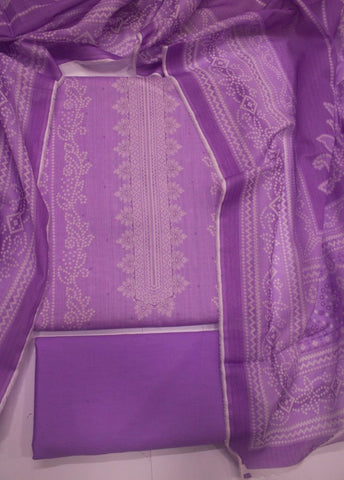 3 Piece Digital Printed Lilac Color Unstitched Suit