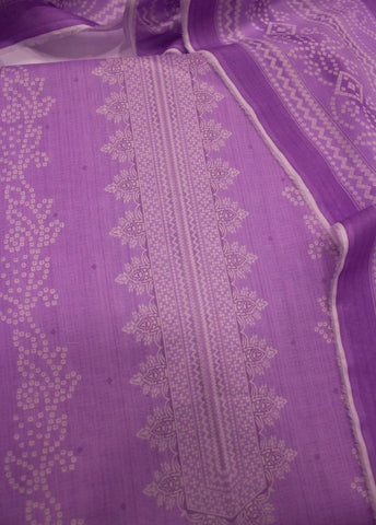 3 Piece Digital Printed Lilac Color Unstitched Suit