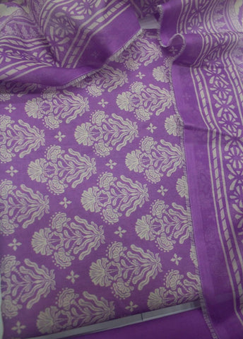 3 Piece Digital Printed Lilac Color Unstitched Suit