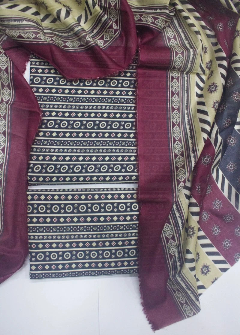 3 Piece Digital Printed MultiColor Unstitched Suit