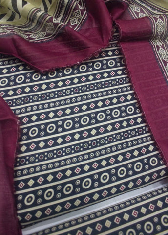 3 Piece Digital Printed MultiColor Unstitched Suit