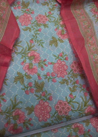3 Piece Digital Printed Pastel Blue Color Unstitched Suit