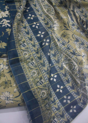 3 Piece Digital Printed Blue Color Unstitched Suit