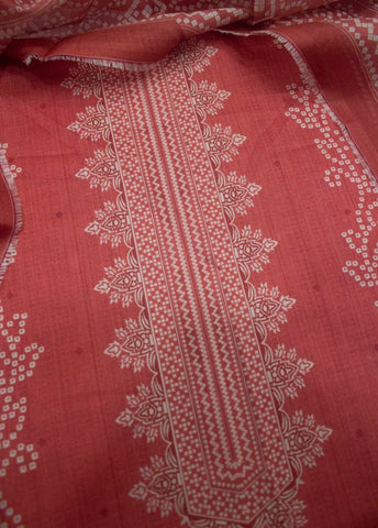 3 Piece Digital Printed Punch Pink Color Unstitched Suit