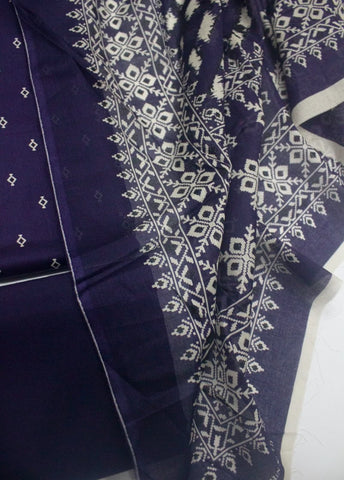 3 Piece Digital Printed Purple Color Unstitched Suit