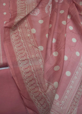 3 Piece Digital Printed pastel Pink Color Unstitched Suit