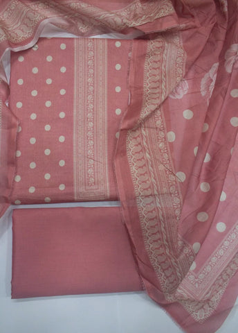 3 Piece Digital Printed pastel Pink Color Unstitched Suit