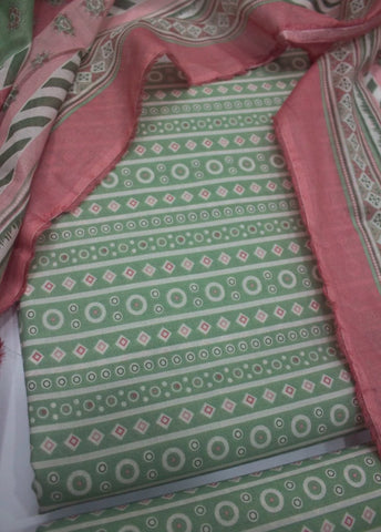 3 Piece Digital Printed Mint Green Color Unstitched Suit