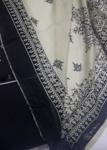 3 Piece Digital Printed Black Color Unstitched Suit