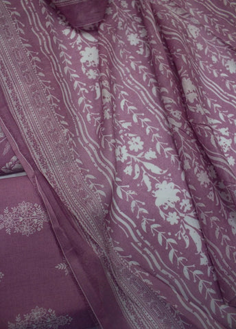 3 Piece Digital Printed Muave Color Unstitched Suit