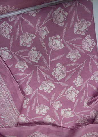 3 Piece Digital Printed Muave Color Unstitched Suit