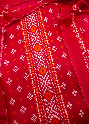 3 Piece Digital Printed Red Color Unstitched Suit