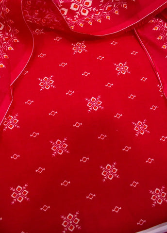 3 Piece Digital Printed Red Color Unstitched Suit