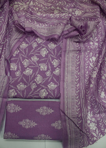 3 Piece Digital Printed Lilac Color Unstitched Suit