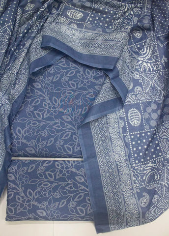 3 Piece Digital Printed Ice Blue Color Unstitched Suit