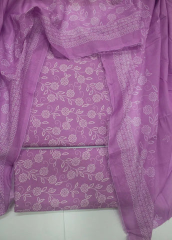 3 Piece Digital Printed Lilac Color Unstitched Suit