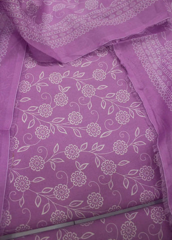 3 Piece Digital Printed Lilac Color Unstitched Suit