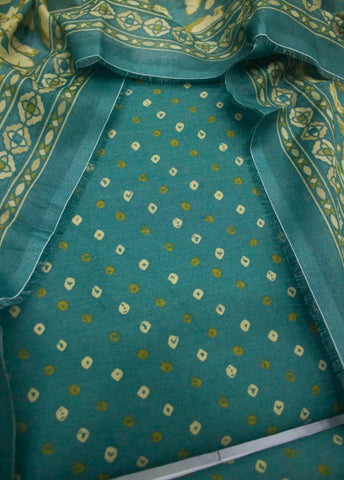 3 Piece Digital Printed Mint Green Color Unstitched Suit