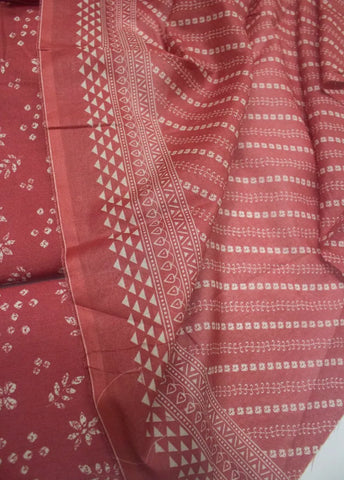 3 Piece Digital Printed Peonny Peach Color Unstitched Suit