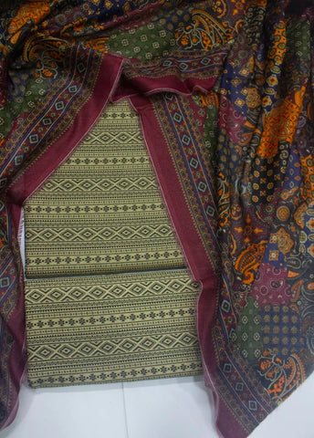3 Piece Digital Printed MultiColor Unstitched Suit