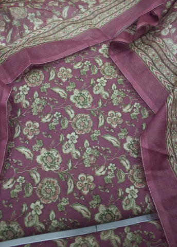 3 Piece Digital Printed Muave Color Unstitched Suit