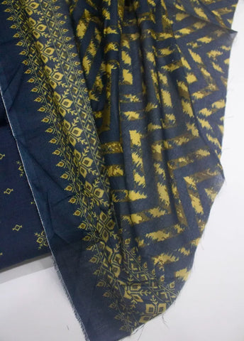 3 Piece Digital Printed Navy Blue Color Unstitched Suit
