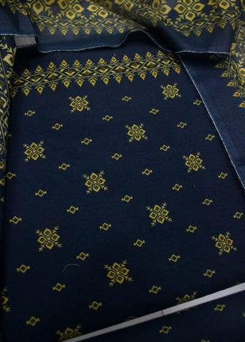 3 Piece Digital Printed Navy Blue Color Unstitched Suit