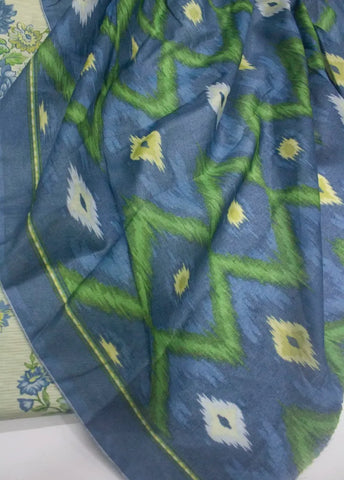 3 Piece Digital Printed Ivory Color Unstitched Suit