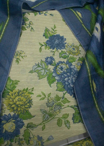 3 Piece Digital Printed Ivory Color Unstitched Suit