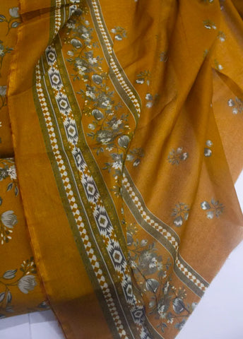 3 Piece Digital Printed Rust Color Unstitched Suit