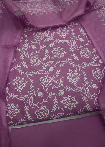 3 Piece Digital Printed Muave Color Unstitched Suit