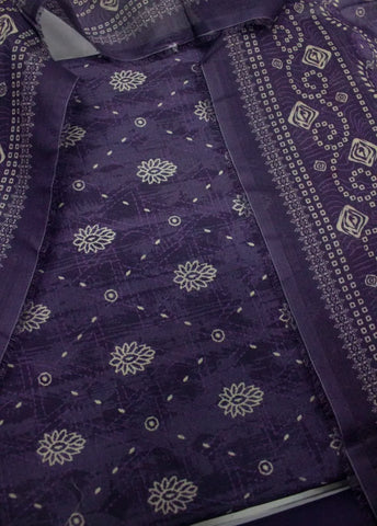3 Piece Digital Printed Purple Color Unstitched Suit
